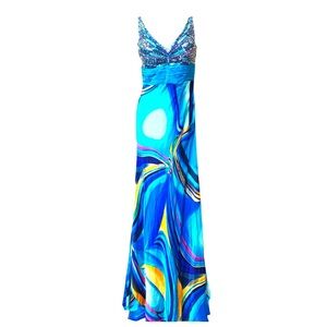 Stunning beaded flowy gown